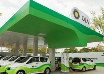 Ola Electric headquarters or stock market graph showing decline Ola Electric headquarters or stock market graph showing decline