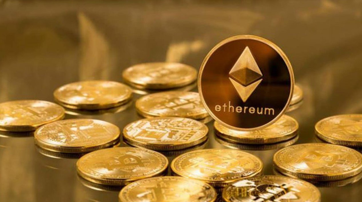 Ethereum and Solana logos with physical commodities backdrop